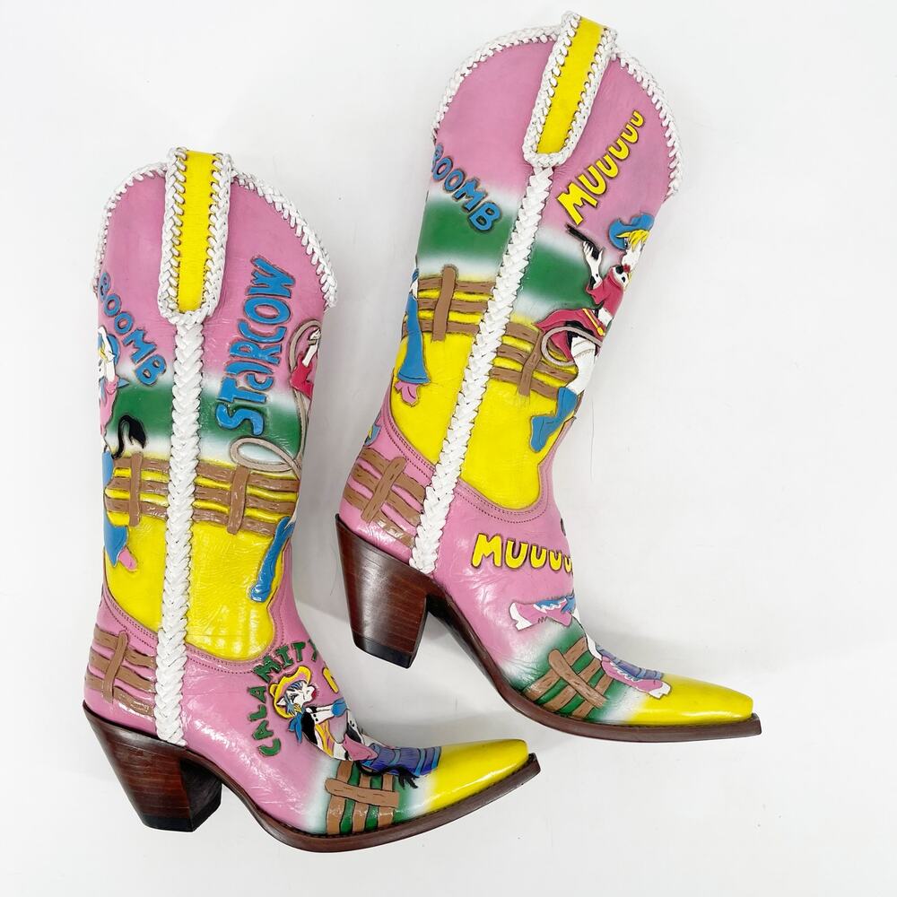 RARE Old Gringo Pink Calamity Cartoon Star Cow Cowgirl Rodeo Boots Women’s 6.5 - Picture 3 of 13